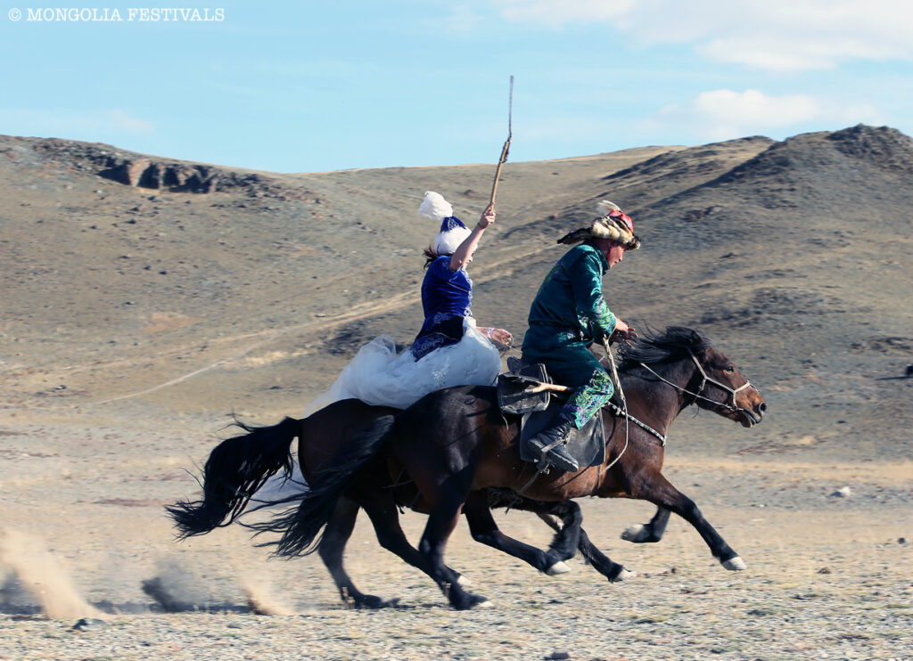 Kizkuar is a tournament where a Horse Woman chases a horseman with a whip